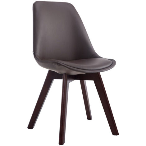 Silla de comedor x1 estilo escandinavo en soporte PVC marrón 4 patas madera color nogal 100003747