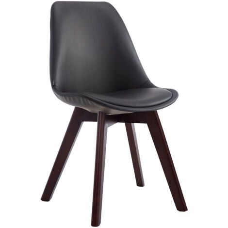 Silla de comedor x1 estilo escandinavo en soporte PVC negro 4 patas madera color nogal 100003750