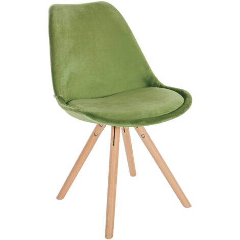 Silla de comedor x1 estilo escandinavo en terciopelo verde claro con patas de madera clara 100001461