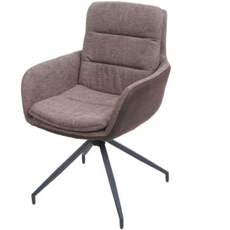 Silla de comedor x1 giratoria en tela marrón oscuro con costuras decorativas 040006336