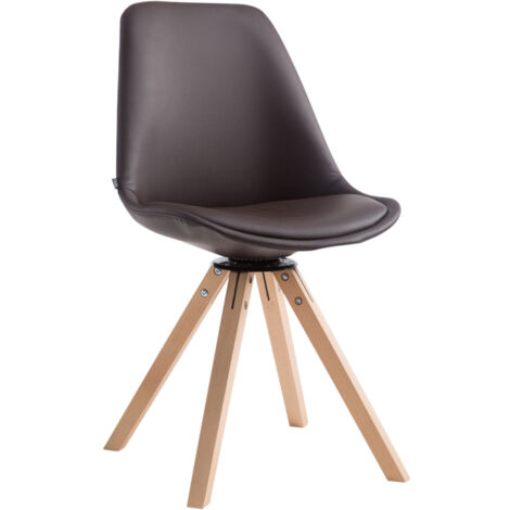 Silla de comedor x1 giratoria estilo moderno asiento PVC marrón base madera clara 100003322