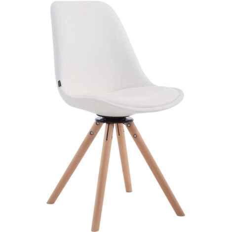 Silla de comedor x1 giratoria estilo nórdico asiento de PVC blanco patas de madera clara 100008286