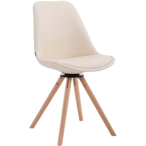 Silla de comedor x1 giratoria estilo nórdico asiento de PVC crema patas de madera clara 100008285
