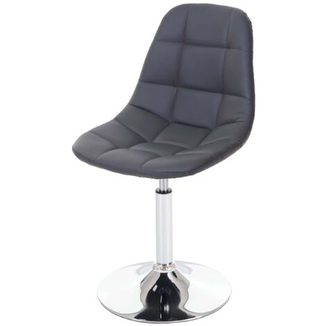 Silla de comedor x1 giratoria pespunte decorativo diseño retro en PVC gris base cromada 040002192