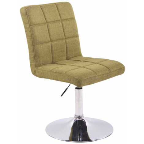 Silla de comedor x1 giratoria regulable en altura costura cuadrada tela verde y base de metal cromado 100008587