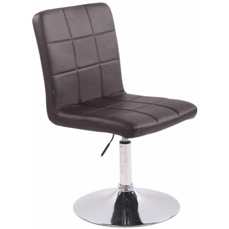 Silla de comedor x1 giratoria regulable en altura costuras cuadradas piel sintética marrón y base de metal cromado 100008607