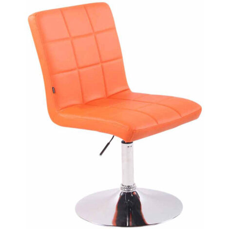 Silla de comedor x1 giratoria regulable en altura costuras cuadradas piel sintética naranja y base de metal cromado 100008589