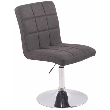 Silla de comedor x1 giratoria regulable en altura costuras cuadradas tela gris oscuro y base de metal cromado 100008377