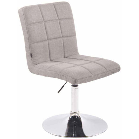 Silla de comedor x1 giratoria regulable en altura costuras cuadradas tela gris y base de metal cromado 100008375