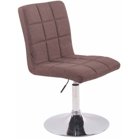 Silla de comedor x1 giratoria regulable en altura costuras cuadradas tela marrón y base de metal cromado 100008594