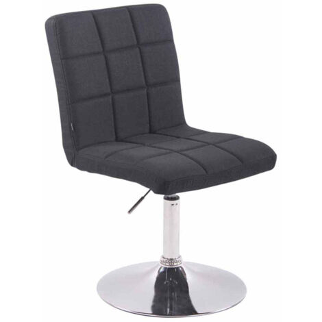 Silla de comedor x1 giratoria regulable en altura costuras cuadradas tela negra y base de metal cromado 100008490