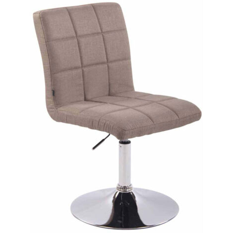 Silla de comedor x1 giratoria regulable en altura costuras cuadradas tela topo y patas de metal cromado 100008500