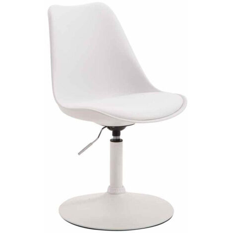 Silla de comedor x1 giratoria regulable en altura de plástico blanco con base de trompeta de metal blanco 100008472