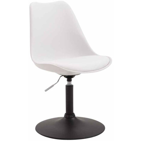 Silla de comedor x1 giratoria regulable en altura en plástico blanco y pie trompeta de metal negro 100003766