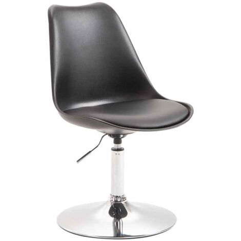 Silla de comedor x1 giratoria regulable en altura en plástico negro y base de trompeta de metal cromado 100003782