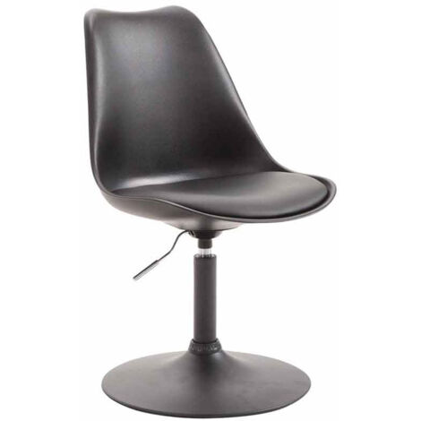 Silla de comedor x1 giratoria regulable en altura en plástico negro y base de trompeta de metal negro 100003765