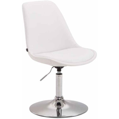 Silla de comedor x1 giratoria regulable en altura en PVC blanco y pie de trompeta en metal cromado 100003778