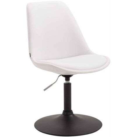 Silla de comedor x1 giratoria regulable en altura en PVC blanco y pie trompeta de metal negro 100003761