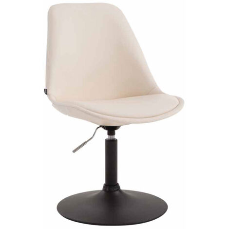 Silla de comedor x1 giratoria regulable en altura en PVC crema y pata trompeta de metal negro 100003758