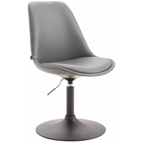 Silla de comedor x1 giratoria regulable en altura en PVC gris y pie trompeta de metal negro 100003759