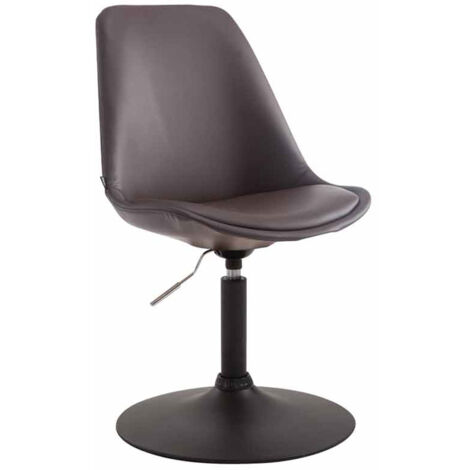 Silla de comedor x1 giratoria regulable en altura en PVC marrón y pie trompeta de metal negro 100003757