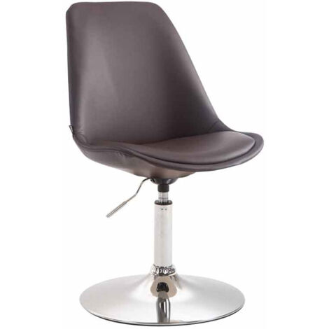 Silla de comedor x1 giratoria regulable en altura en PVC marrón y pie trompeta en metal cromado 100003774