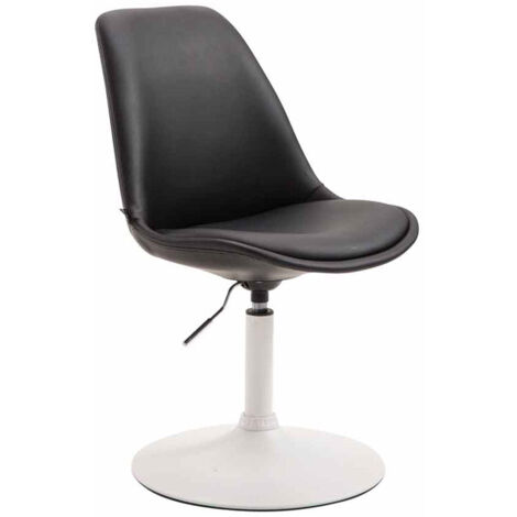 Silla de comedor x1 giratoria regulable en altura en PVC negro con base de trompeta de metal blanco 100008616