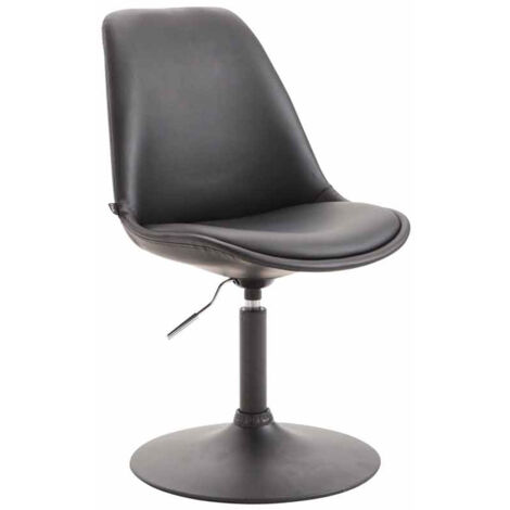 Silla de comedor x1 giratoria regulable en altura en PVC negro y pie de trompeta de metal negro 100003760