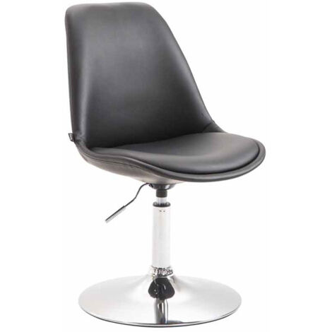 Silla de comedor x1 giratoria regulable en altura en PVC negro y pie trompeta en metal cromado 100003777