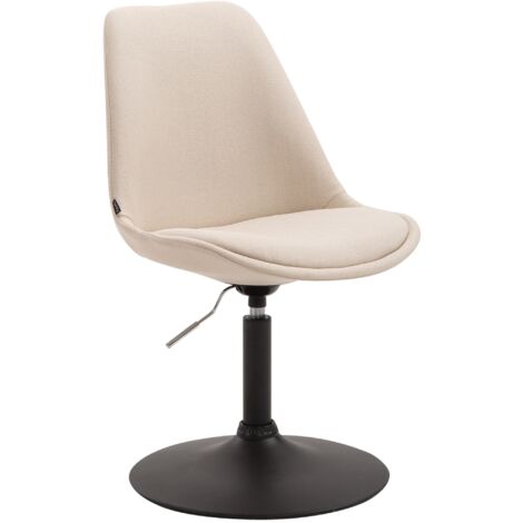 Silla de comedor x1 giratoria regulable en altura en tela crema y pata trompeta de metal negro 100003769