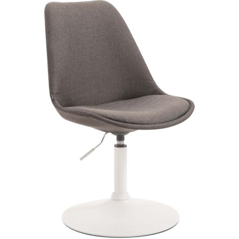 Silla de comedor x1 giratoria regulable en altura en tela gris oscuro con base de trompeta de metal blanco 100008278