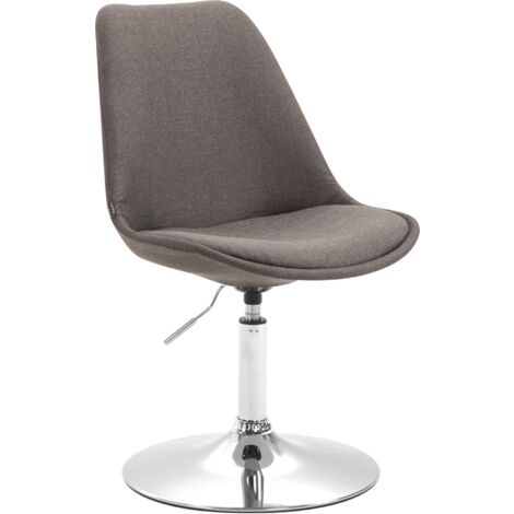 Silla de comedor x1 giratoria regulable en altura en tela gris oscuro y pie trompeta en metal cromado 100003787