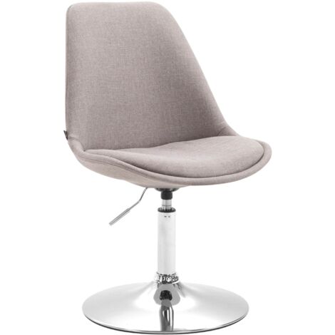 Silla de comedor x1 giratoria regulable en altura en tela gris y pie trompeta en metal cromado 100003788