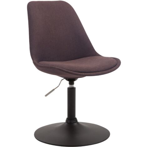 Silla de comedor x1 giratoria regulable en altura en tela marrón y pie trompeta de metal negro 100003768