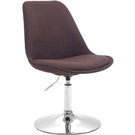 Silla de comedor x1 giratoria regulable en altura en tela marrón y pie trompeta en metal cromado 100003785