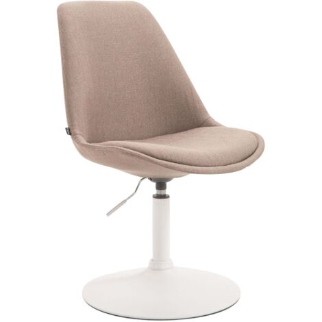 Silla de comedor x1 giratoria regulable en altura en tela topo con base de trompeta de metal blanco 100008280