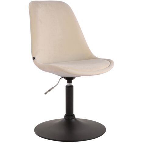 Silla de comedor x1 giratoria regulable en altura en terciopelo crema y pata trompeta de metal negro 100003499