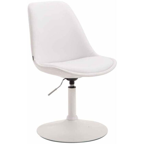 Silla de comedor x1 giratoria regulable en altura PVC blanco con base de trompeta de metal blanco 100008273