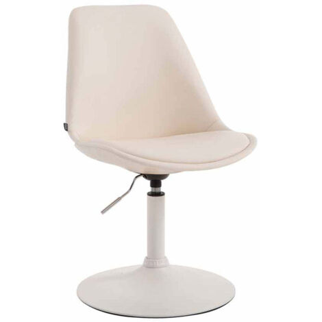 Silla de comedor x1 giratoria regulable en altura PVC crema con base de trompeta de metal blanco 100008272
