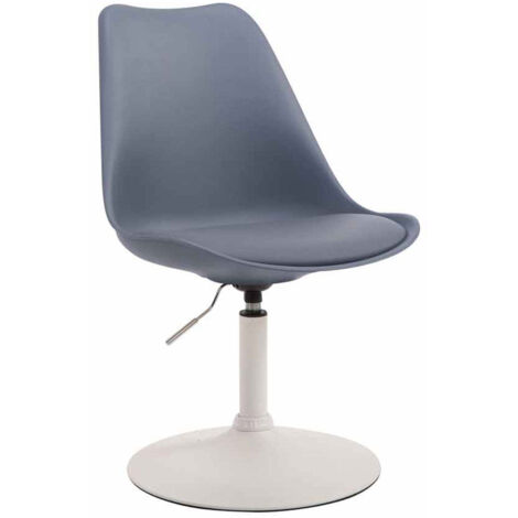 Silla de comedor x1 giratoria regulable en altura PVC gris con base de trompeta de metal blanco 100008274