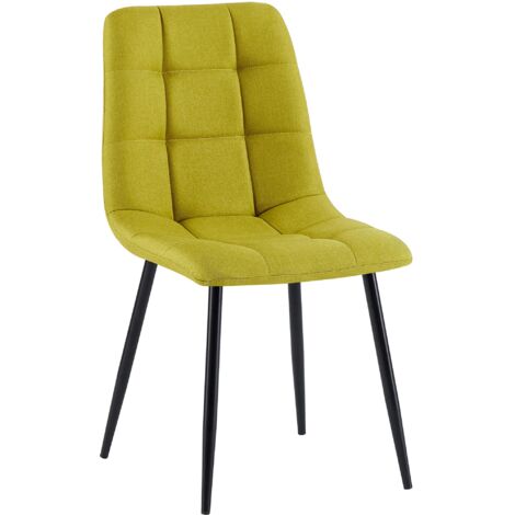 Silla de comedor x1 pespunte cuadrado en tela verde patas de metal negro 100001977