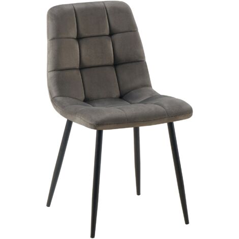 Silla de comedor x1 pespunte cuadrado en terciopelo antracita patas de metal negro 100001969