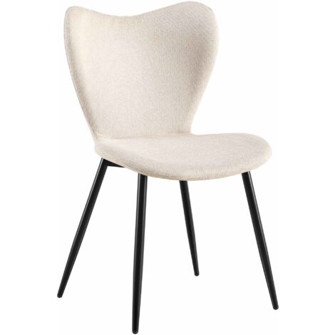 Silla de comedor x1 respaldo redondeado en forma de mariposa en tela ceme estructura de metal negro de cuatro patas 100007415