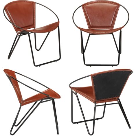 Silla de cuero auténtico marrón - Silla de cuero auténtico - Silla de cuero marrón
