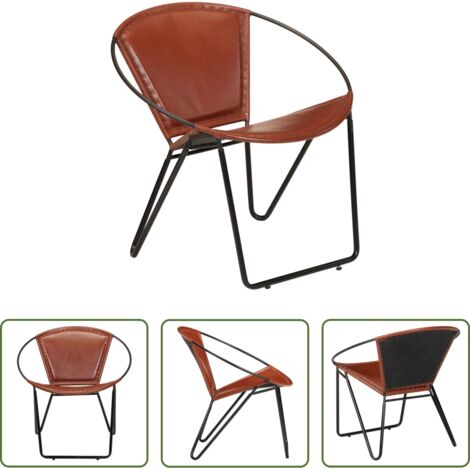 Silla de cuero marrón -  Silla de cuero auténtico marrón