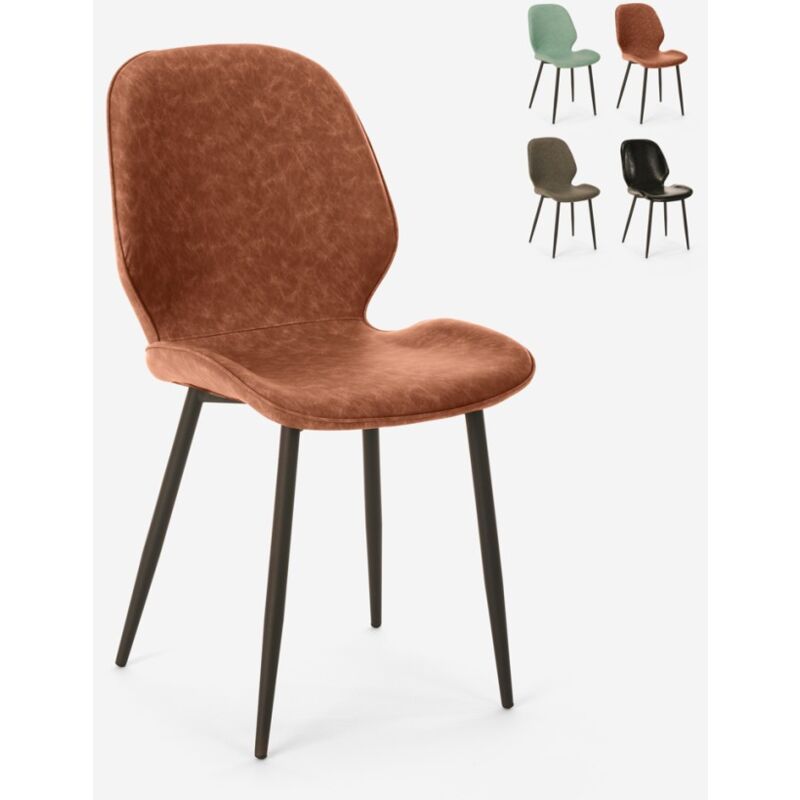 

Silla de cuero sintético de metal de diseño moderno para restaurante de barra de cocina Lyna | Naranja