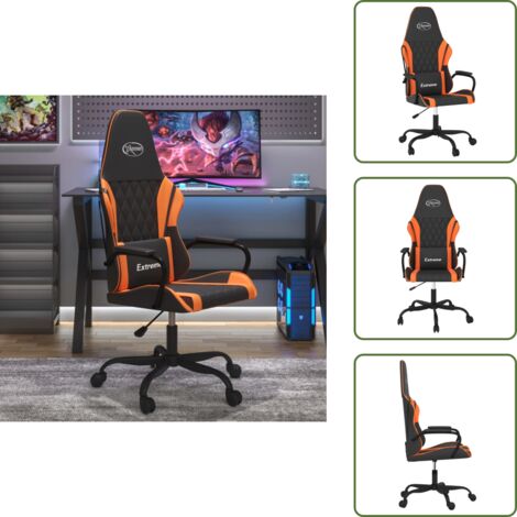 Silla de cuero sintético - vidaXL Silla gaming cuero sintético negro y naranja - Silla ergonómica
