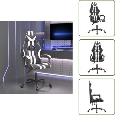 Silla de cuero sintético - vidaXL Silla gaming giratoria cuero sintético negro y blanco - Silla giratoria