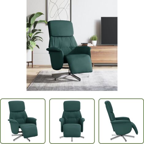 Silla de descanso -  Sillón reclinable con reposapiés tela verde oscuro