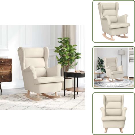 Silla de descanso - vidaXL Silla mecedora de lino blanco 74x90x102 cm - Silla de oficina